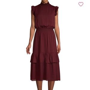 Ruffled Fluttered-Sleeve Midi Dress